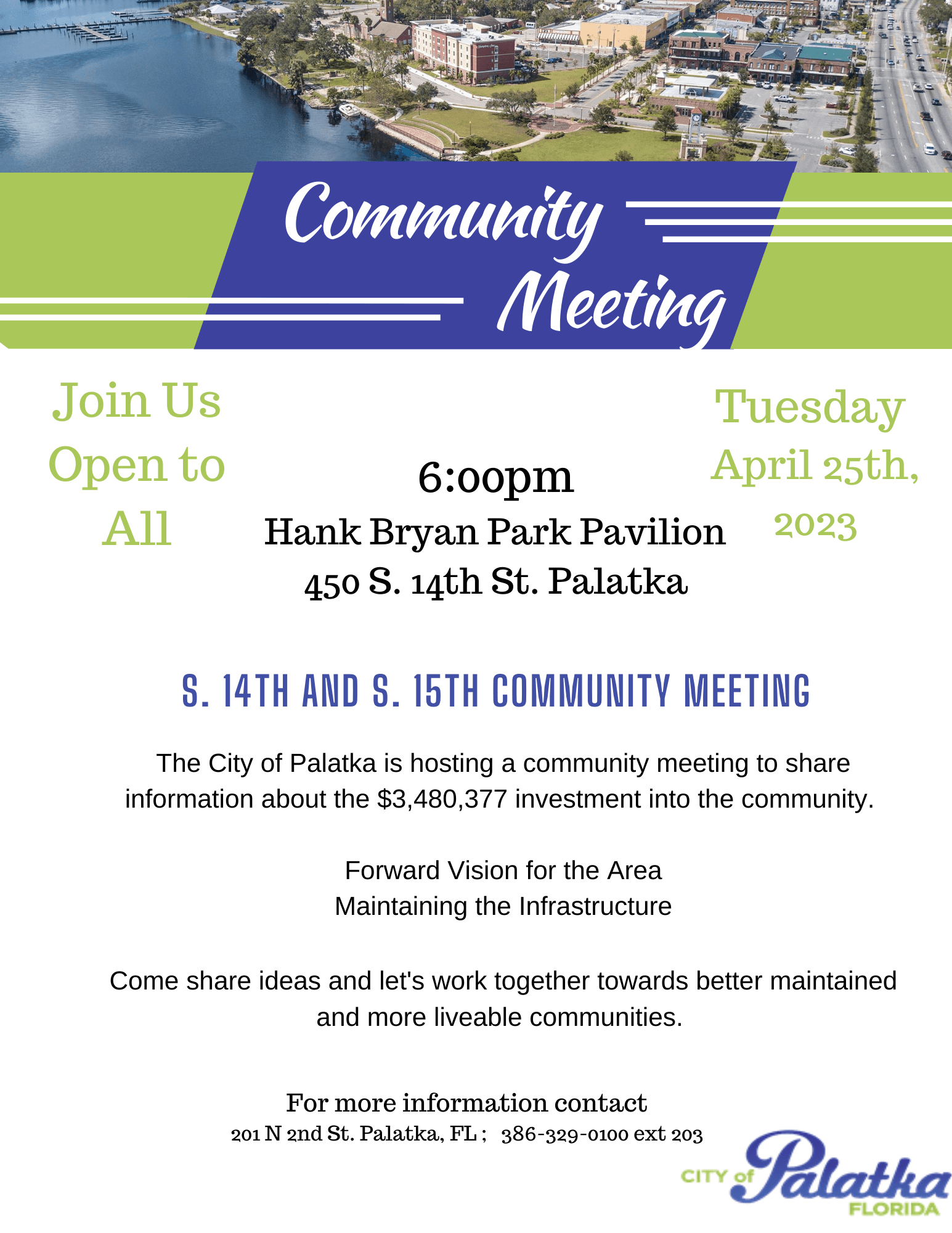 Hank Bryan Flyer on Community meeting to be held on April 25th at 6 PM 